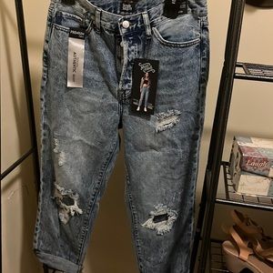 Simple Society high rise button fly jeans (distressed)